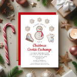 Invitación Navidades Cookie Exchange Fiesta Cute Snowman<br><div class="desc">Navidades Personalizados Fiesta De Cookie Exchange Cutan Invitación A Snowman.</div>