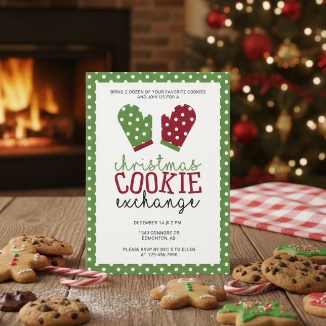 Invitación Navidades Cookie Exchange Fiesta Holiday Oven Mitt (Subido por el creador)