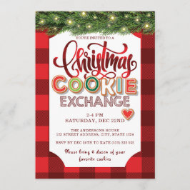 Invitación Navidades Cookie Exchange Fiesta Red Plaid