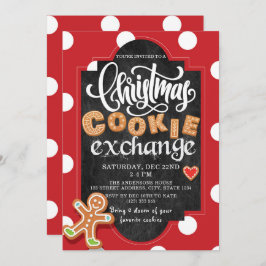 Invitación Navidades Cookie Exchange Fiesta Red Polka Dot