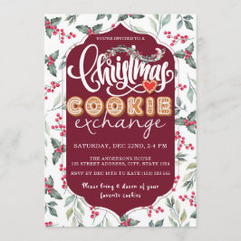 Invitación Navidades Cookie Exchange Fiesta Watercolor Elegan