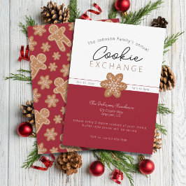 Invitación Navidades Cookie Exchange Gingerbread Burgundy