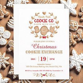 Invitación Navidades Cookie Exchange Gingerbread Red Simple