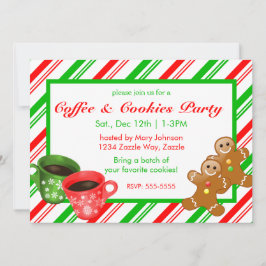 Invitación Navidades Cookie Fiesta Gingerbread Men Stripes