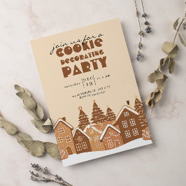 Invitación Navidades Cookie Gingerbread & Rustic Wood