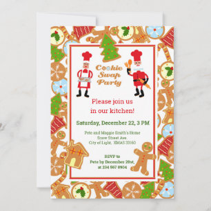 Invitación Navidades Cookie intercambian Fiesta con reglas In