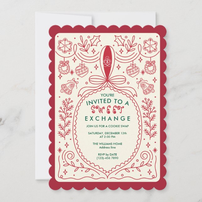 Invitación Navidades Cookie intercambian galletas con Fiesta  (Anverso)