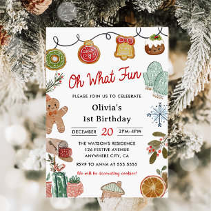 Invitación Navidades Cookie Oh Qué Divertido Primer Fiesta de
