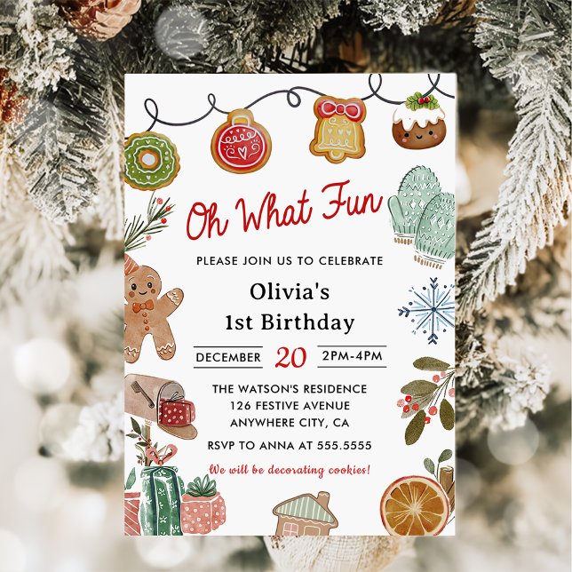 Invitación Navidades Cookie Oh Qué Divertido Primer Fiesta de (Subido por el creador)