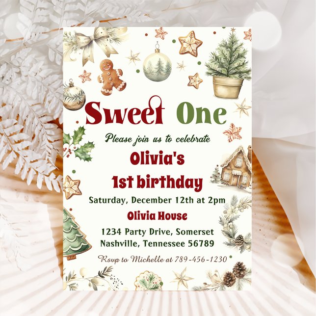 Invitación Navidades Cookie Sweet One First Birthday Fiesta (Subido por el creador)