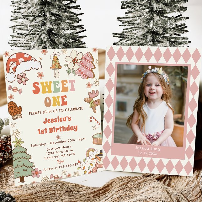 Invitación Navidades Cookie Sweet One First Birthday Fiesta (Subido por el creador)