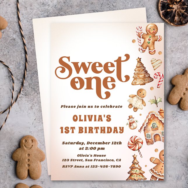 Invitación Navidades Cookie Sweet One First Birthday Fiesta (Subido por el creador)