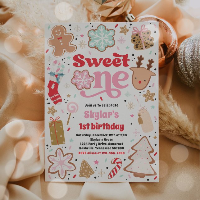 Invitación Navidades Cookie Sweet One First Birthday Fiesta (Subido por el creador)