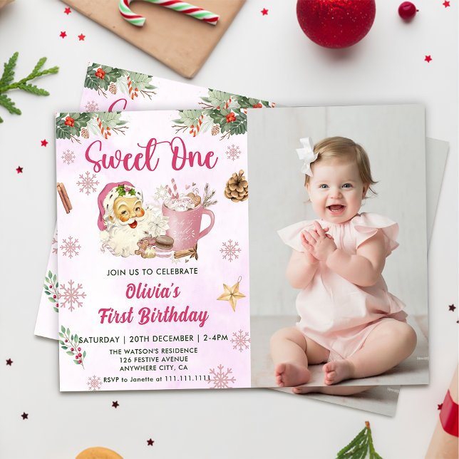 Invitación Navidades Cookie Sweet One First Birthday Photo (Subido por el creador)