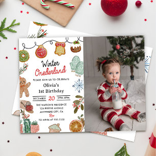 Invitación Navidades Cookie Winter Onederland Fotos de cumple
