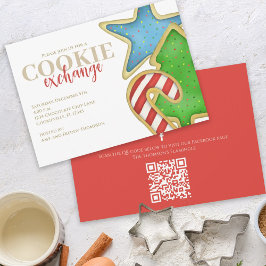 Invitación Navidades Cookies Whimsical Fun QR Code Facebook