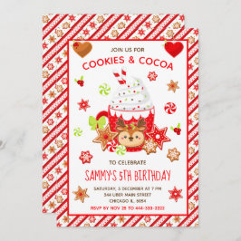 Invitación Navidades Cookies y el rojo del cumpleaños del cac