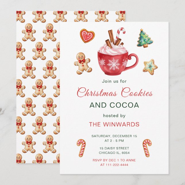Invitación Navidades Cookies y Fiesta de cacao (Anverso / Reverso)