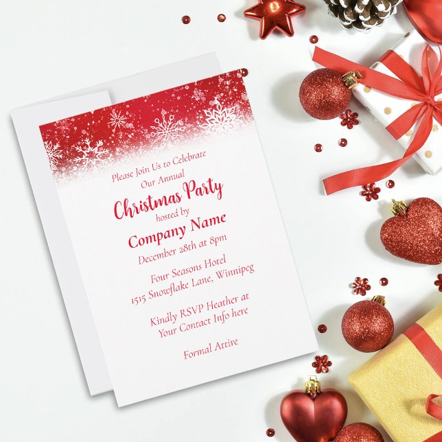 Invitación Navidades Copos de Nieve Rojo (Subido por el creador)