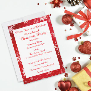 Invitación Navidades Copos de Nieve Rojo