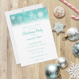 Invitación Navidades Copos de nieve Verde azulados