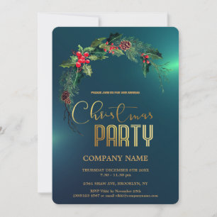 Invitación Navidades corporativos de color verde moderno