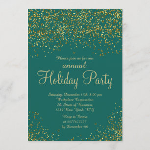 Invitación Navidades corporativos de confetti verde Relieve m