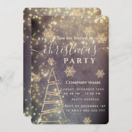 Invitación Navidades corporativos de copas de nieve con oro r