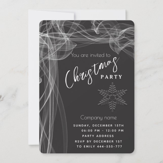 Invitación Navidades corporativos de copas de nieve onduladas (Anverso)