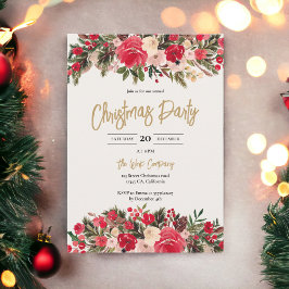 Invitación Navidades corporativos de invierno de Floral Rojo 