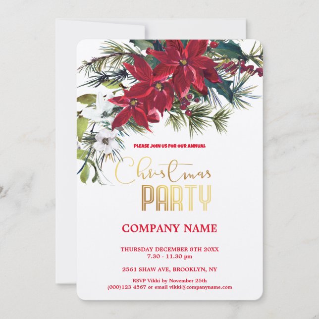 Invitación Navidades corporativos de Moda moderna acuarela (Anverso)