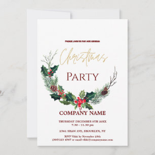 Invitación Navidades corporativos de Moda moderna Wreath acua