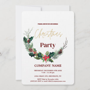 Invitación Navidades corporativos de Moda moderna Wreath acua