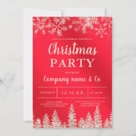 Invitación Navidades corporativos de oro Rosa de nieve rojo m