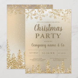 Invitación Navidades corporativos de pino de pino de oro de i