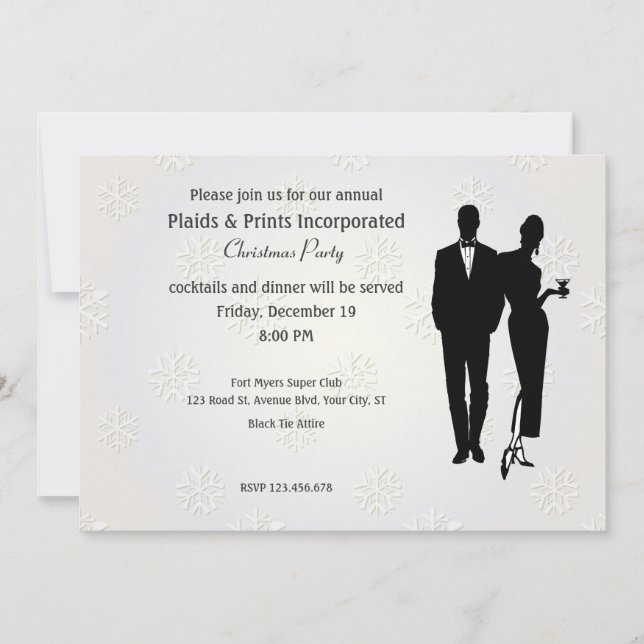 Invitación Navidades corporativos Fiesta Black Tie (Anverso)