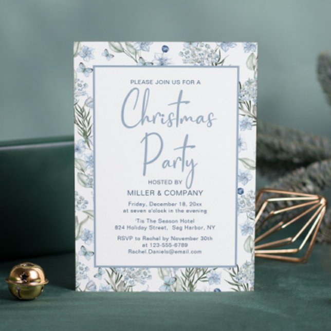 Invitación Navidades corporativos Fiesta Blue Butterfly Flora (Subido por el creador)