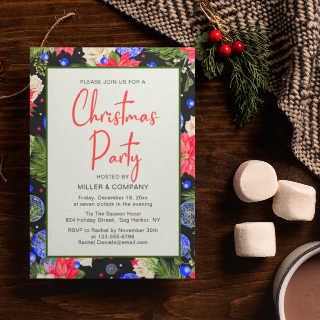 Invitación Navidades corporativos Fiesta Festive Floral (Subido por el creador)