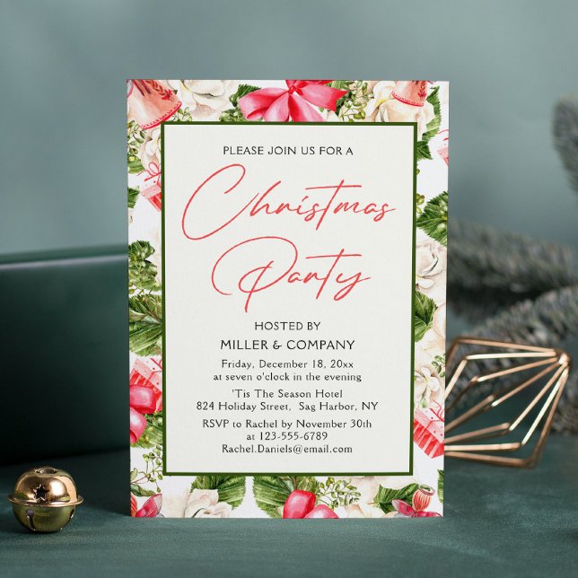 Invitación Navidades corporativos Fiesta Floral acuarela (Subido por el creador)