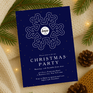 Invitación Navidades corporativos Fiesta Navy logotipo de neg