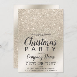 Invitación Navidades corporativos purpurina de marfil perla R