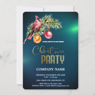 Invitación Navidades corporativos verdes modernos acuarela