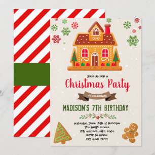 Invitación navidades cortos casa de pan de jengibre Invitació