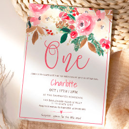 Invitación Navidades cortos de invierno floral Watercolor fot