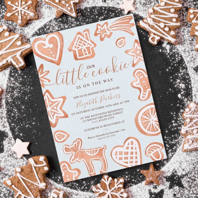 Invitación Navidades cortos de invierno pequeña galleta de be (Cute winter Christmas little cookie baby shower Invitation)