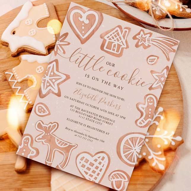 Invitación Navidades cortos de invierno pequeña galleta de be (Cute winter Christmas little cookie baby shower Invitation)