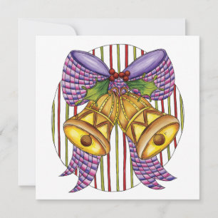 Invitación Navidades cortos Jingle Bells con Ribbon y Bow