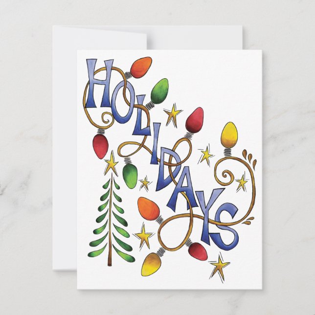 Invitación Navidades cortos, luces y estrellas con texto de v (Anverso)