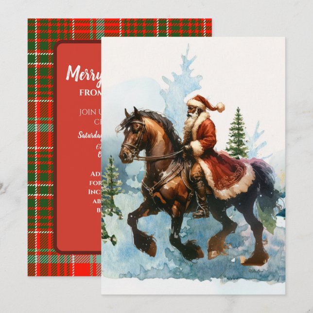 Invitación Navidades Cowboy Santa (Anverso / Reverso)