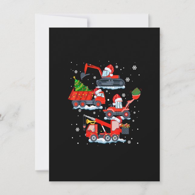 Invitación Navidades Crane Truck Construction Santa Toddler K (Anverso)